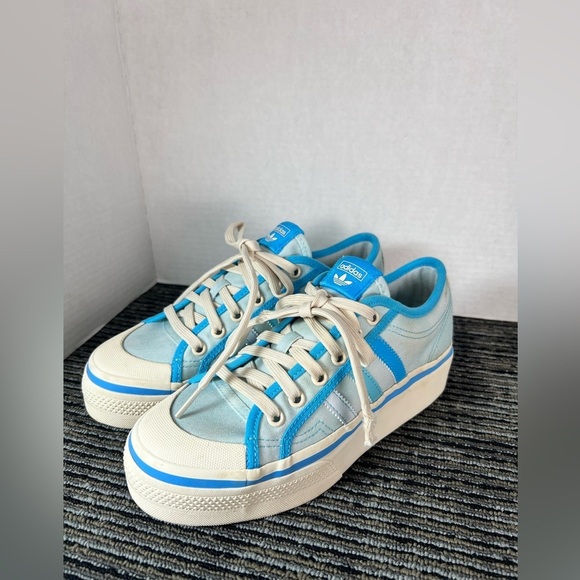 Adidas Parley Nizza light blue lace-up platform sneakers Women 6.5 - Picture 2 of 14